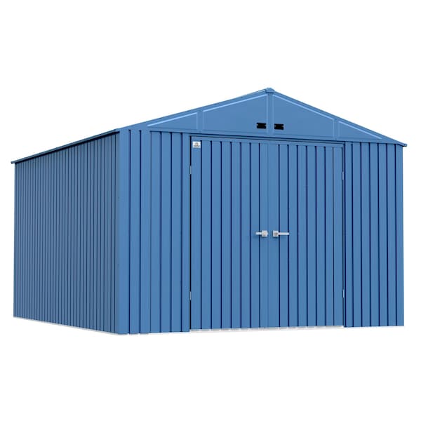Elite Galvalume Steel Premium Shed Storage Shed, 10 ft x 14 ft, Blue Grey